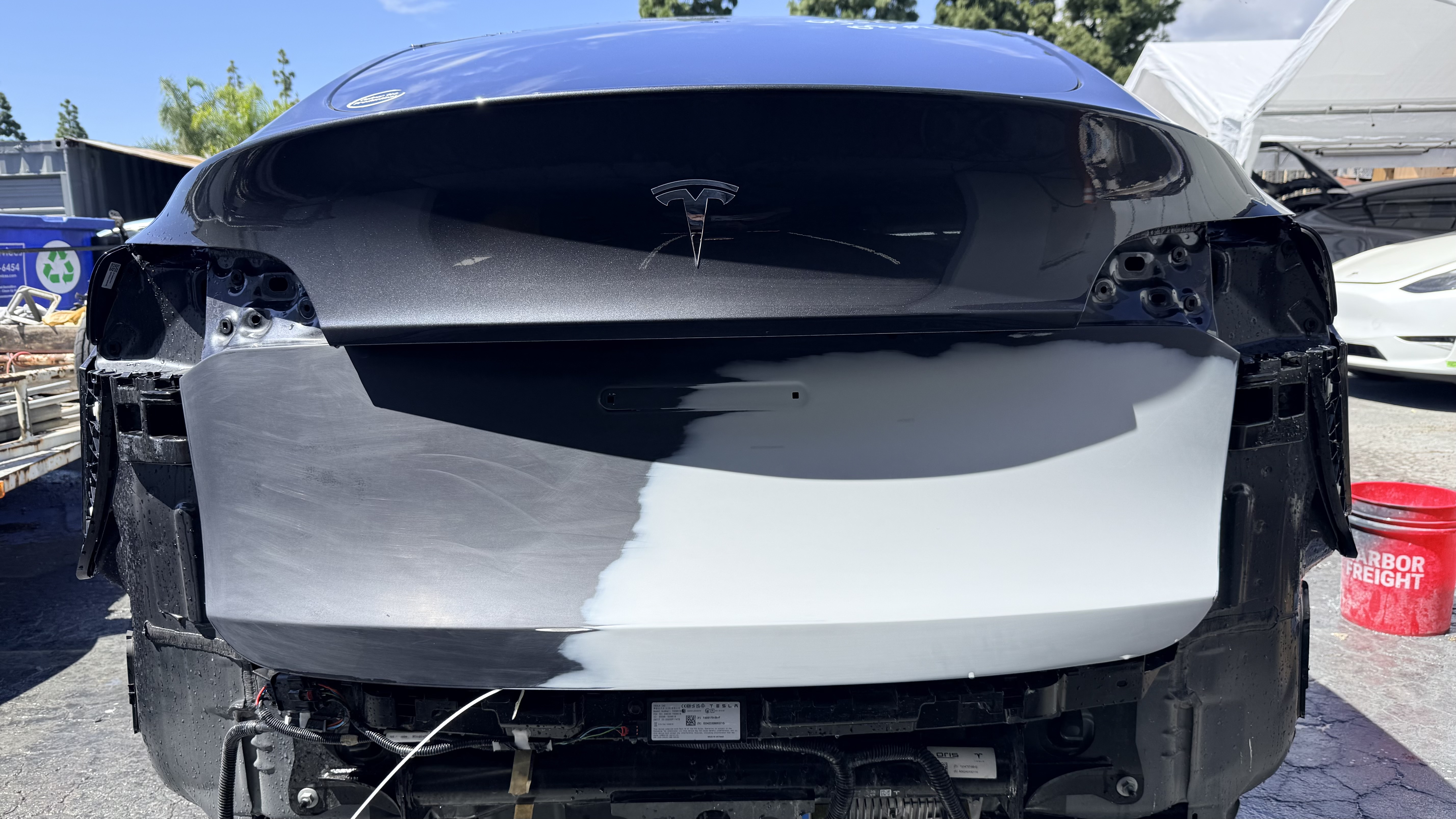 Tesla Model Y before complete rear restoration by ProEV
